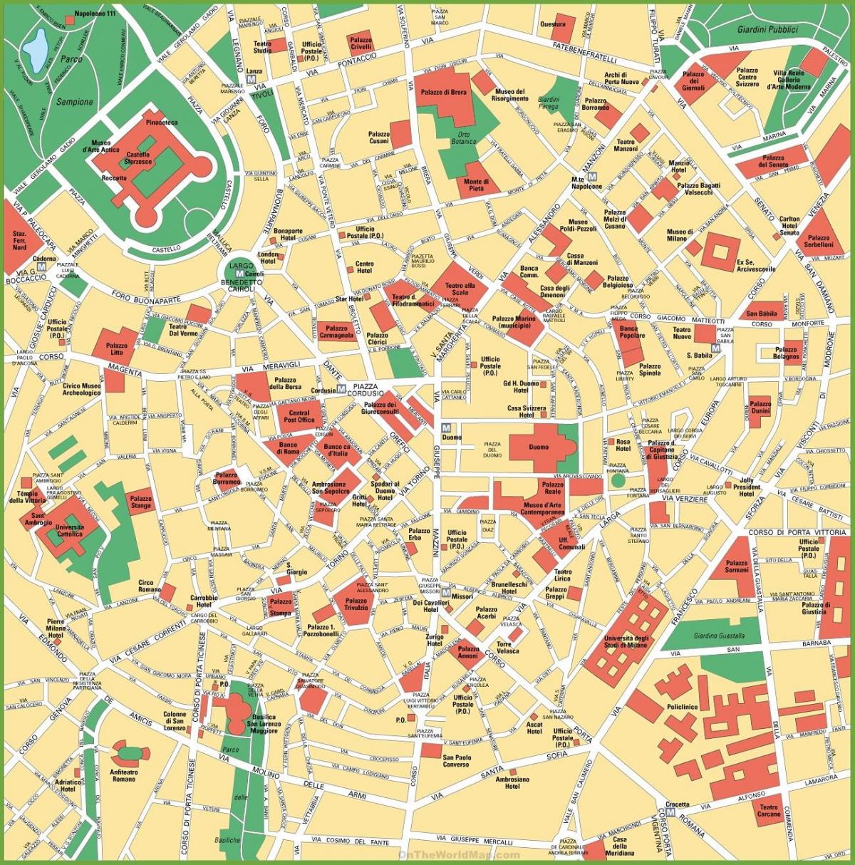 Միլան քաղաքի քարտեզը