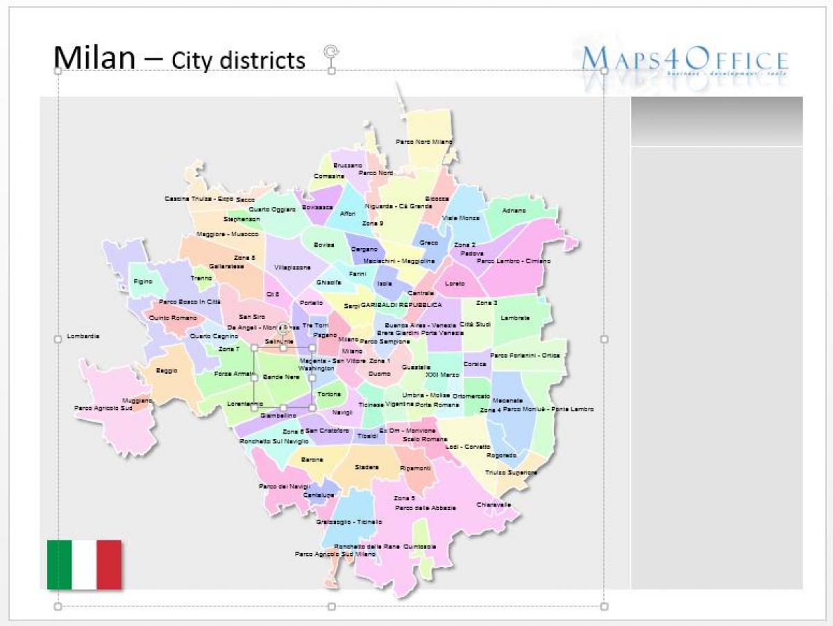 քարտեզ Միլանի շրջանների