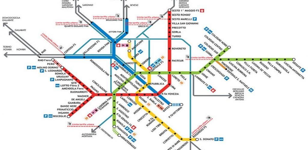 քարտեզ Միլանի մետրոյում