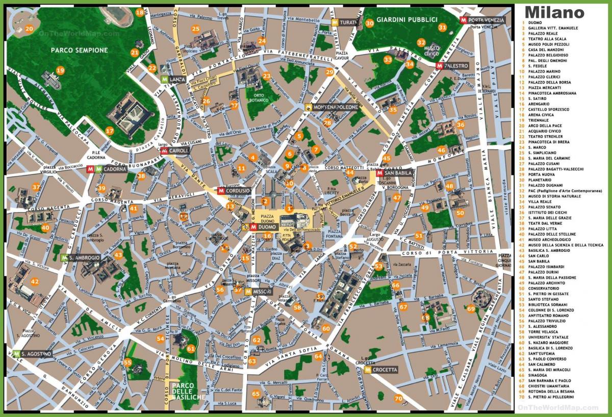 թաղամասեր Միլանի քարտեզի վրա