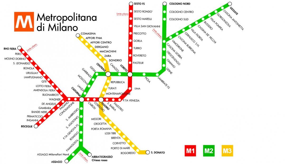 քարտեզ Միլանի մետրոյում