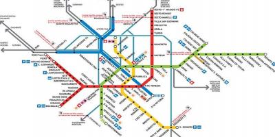 Քարտեզ Միլանի մետրոյում